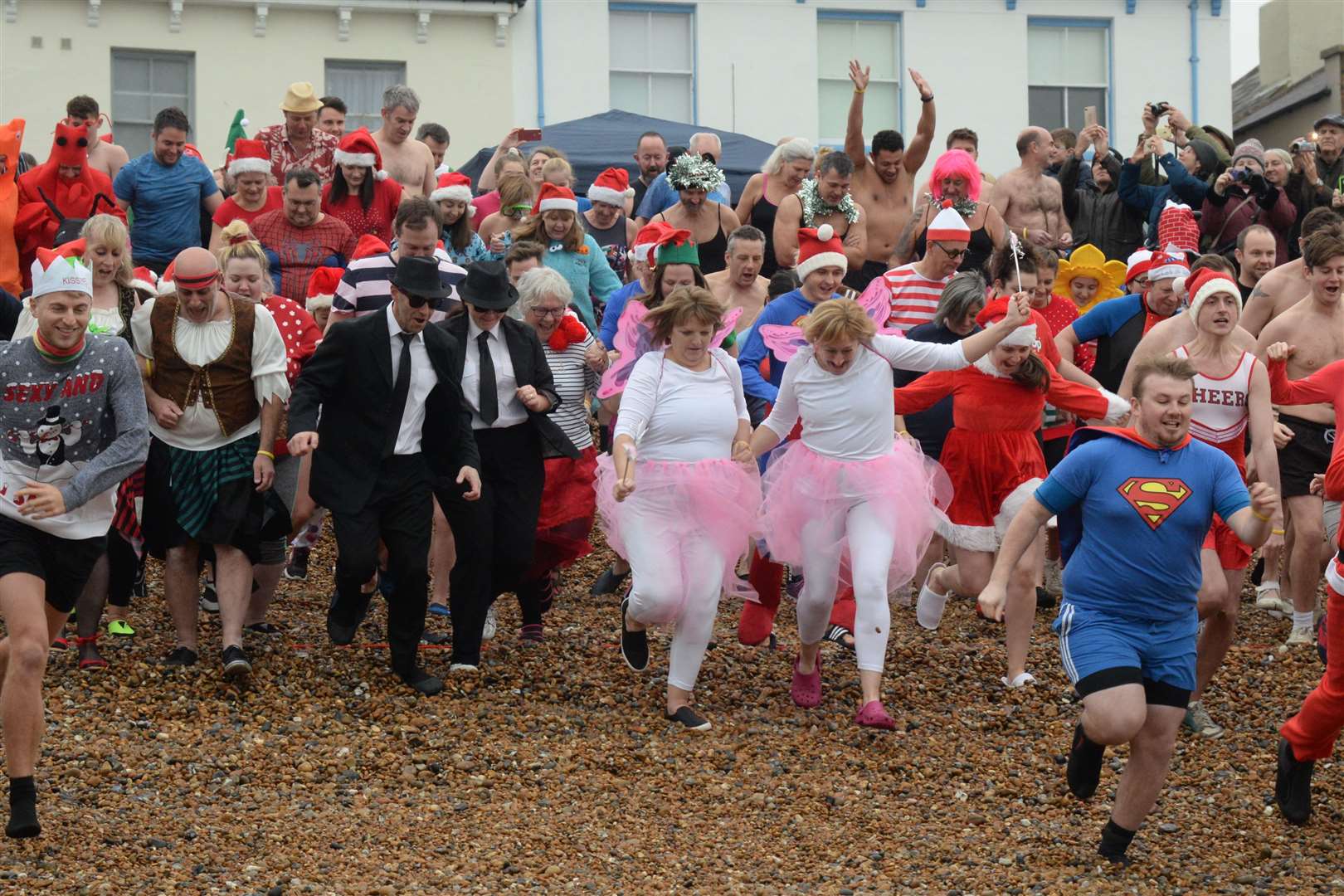 Dippers in Deal will enter the water at 9.30am instead of 11am this year. Picture: Chris Davey