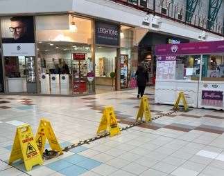 The Ice Cream stall with the "hazardous" lead at Hempstead Valley