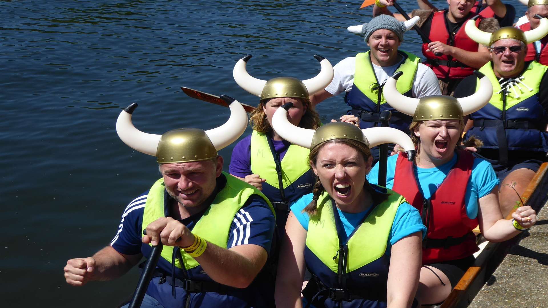 Young Kent Team from Maidstone. KM Dragon Boat Race staged at Mote Park, Maidstone attracted 60 teams and raised £100k for good causes in the county.