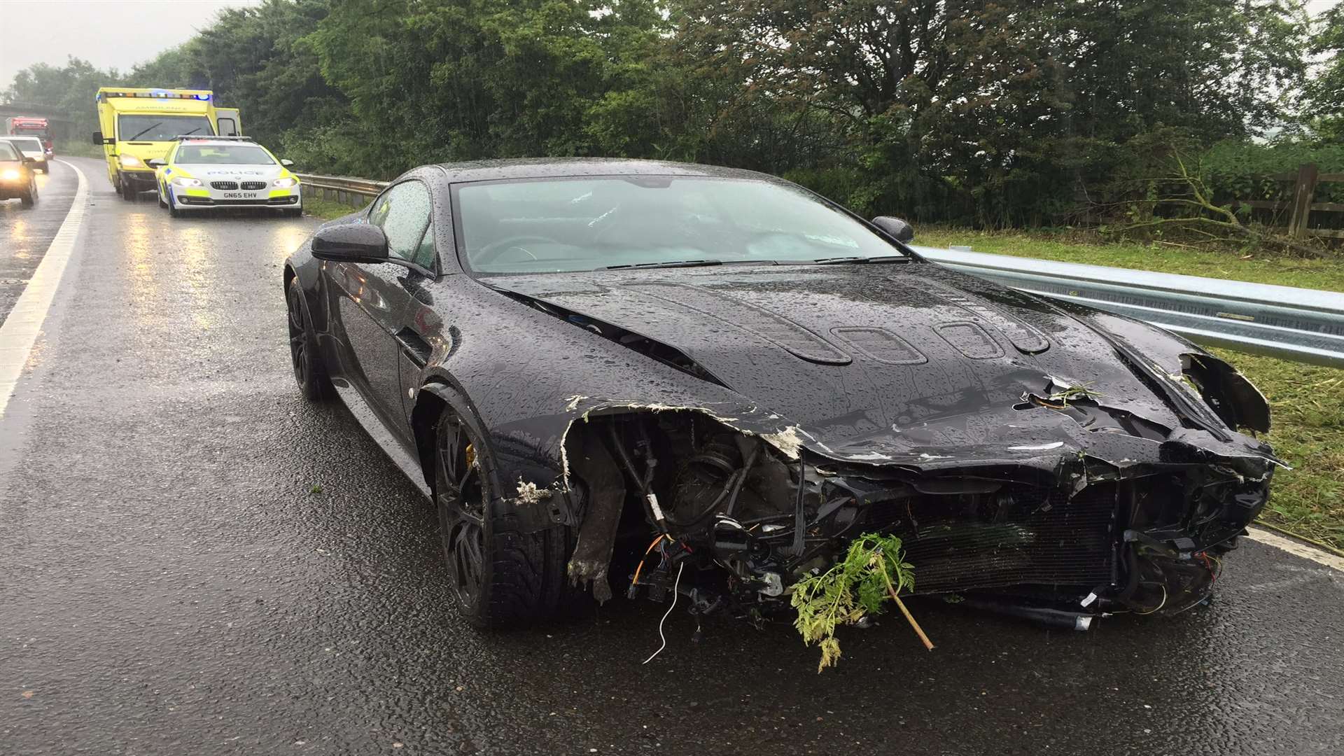 The car crashed on the M20 near Maidstone. Pic: Kent Police