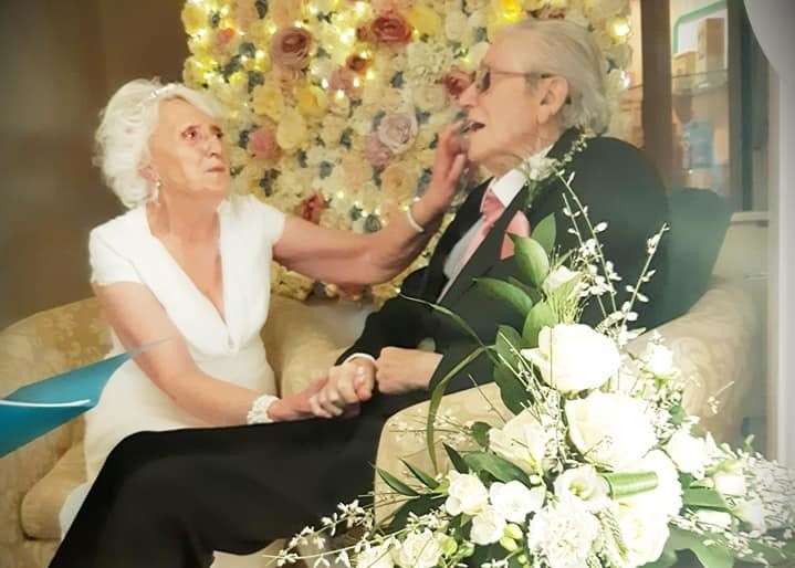 Carol and Graham Budgen renewed their vows at Broomfield Lodge care home today. Picture: Fran Lawrence