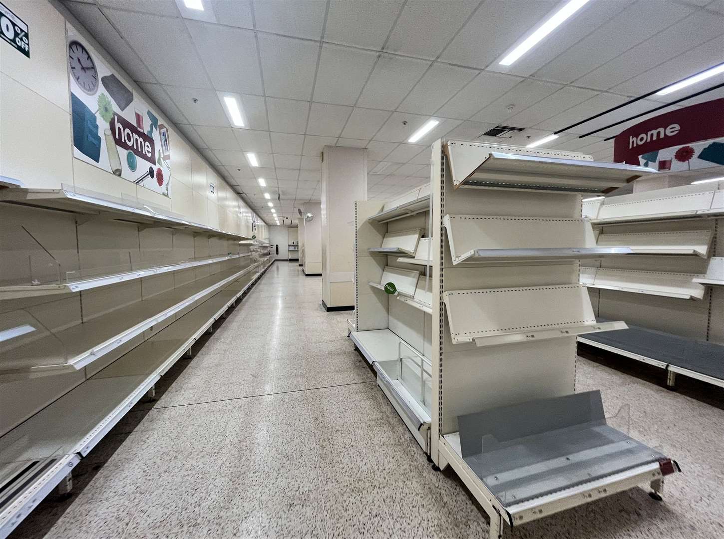 Empty shelves inside Wilko in Ashford