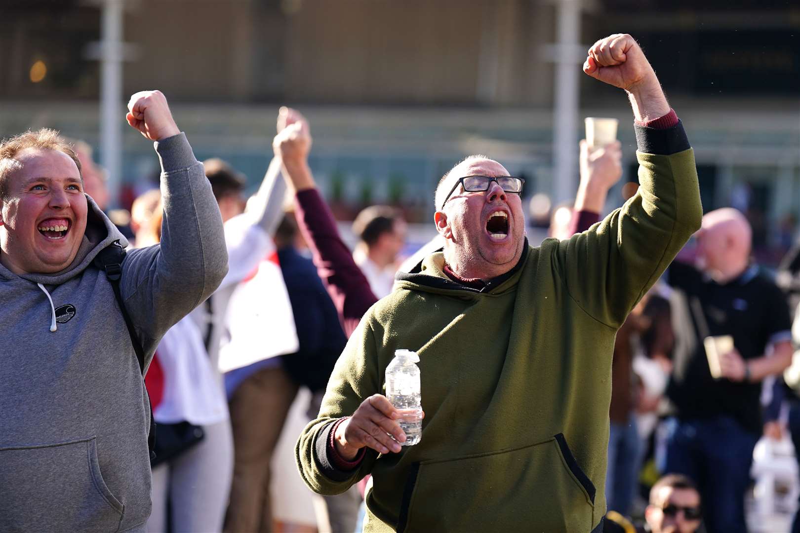 England fans were jubilant after the team equalised (Zac Goodwin/PA)