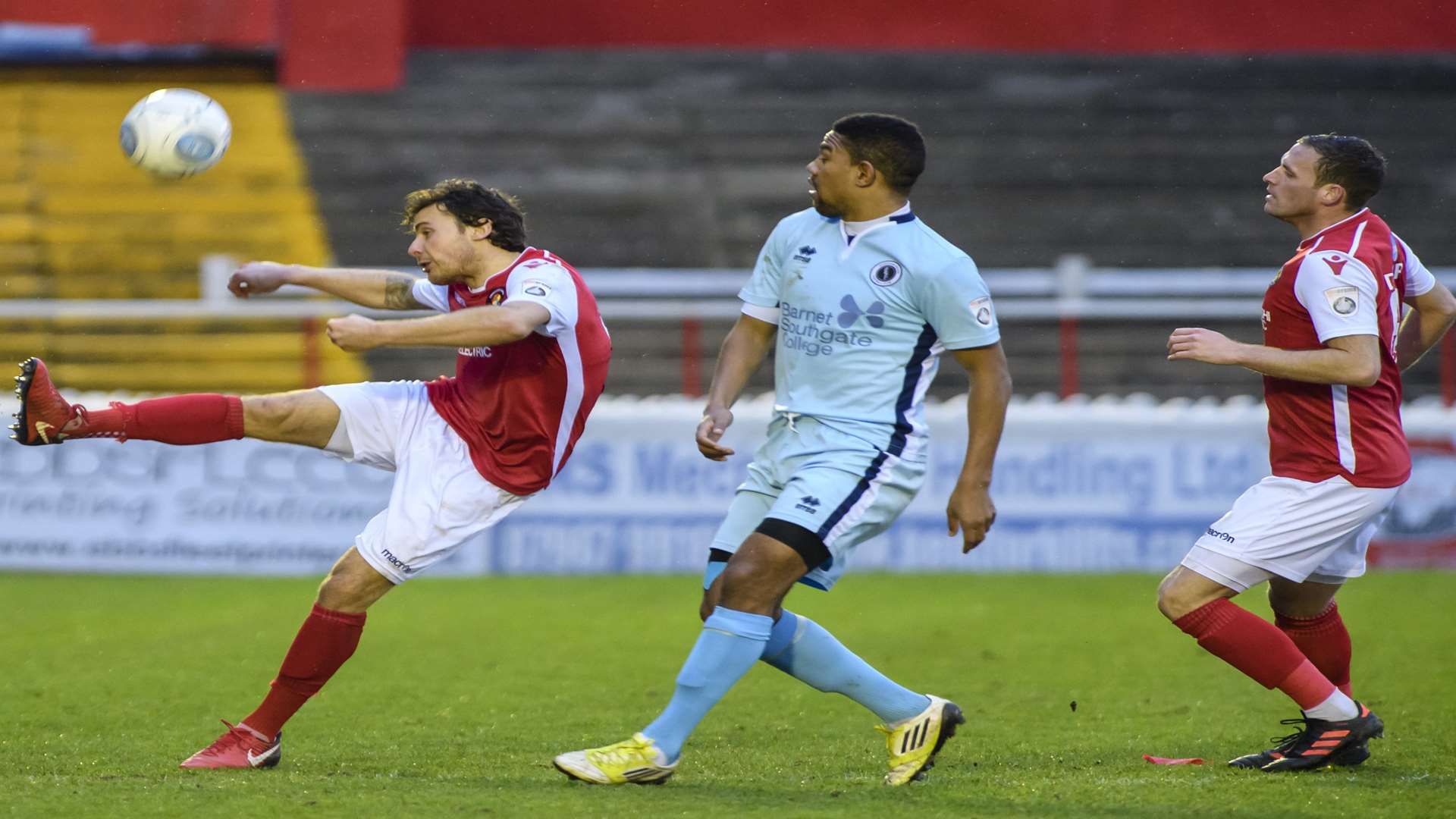 Lawrie Wilson clears his lines Picture: Andy Payton