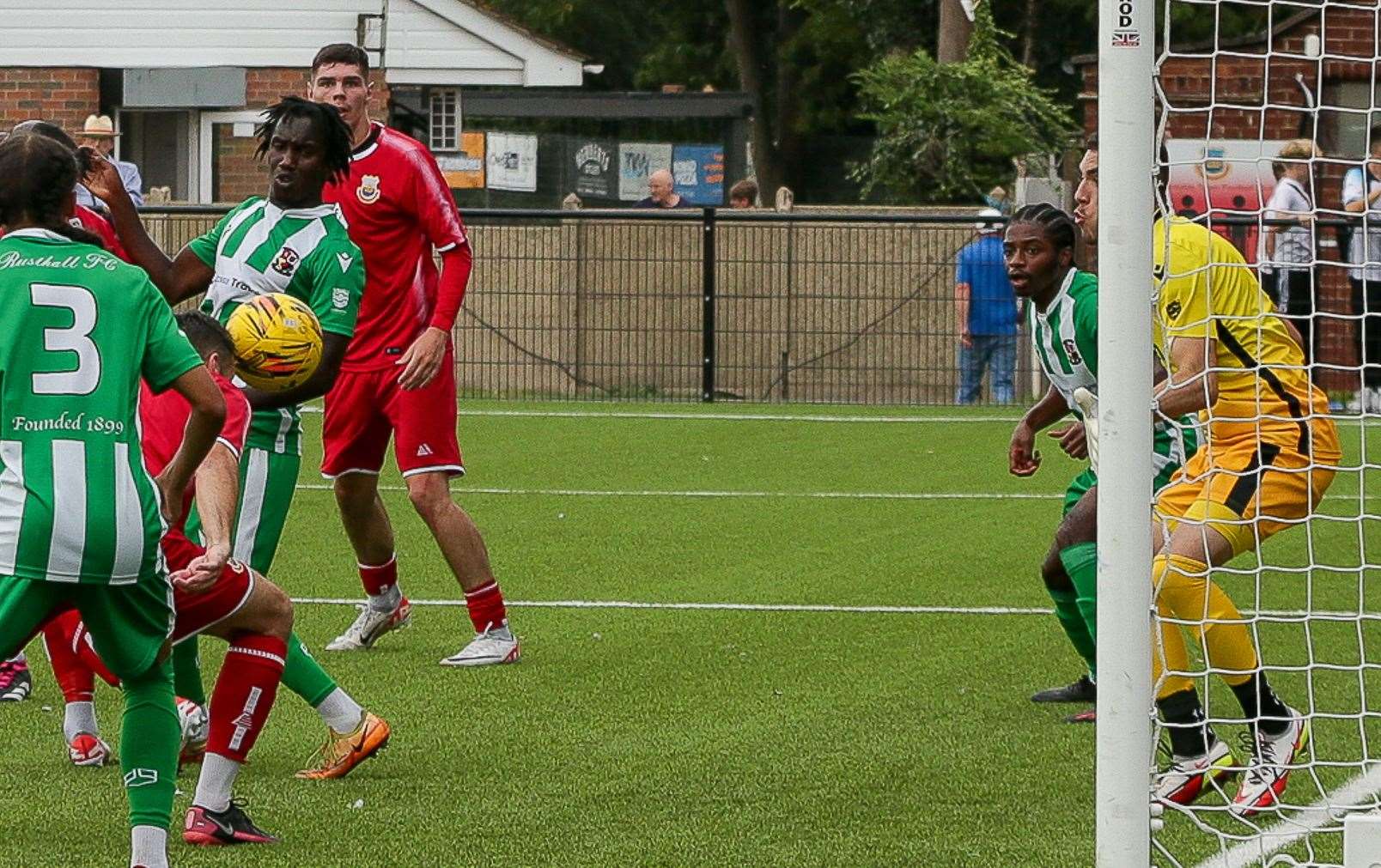 Captain Tom Mills heads Town's third. Picture: Les Biggs