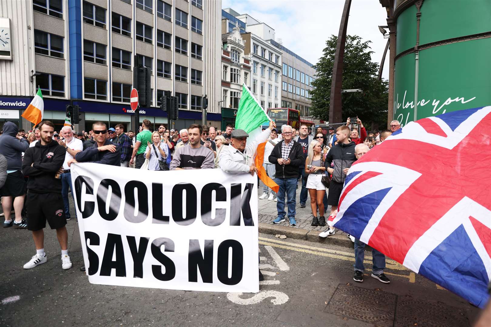 An anti-Islam protest outside Belfast City Hall (Peter Morrison/PA)