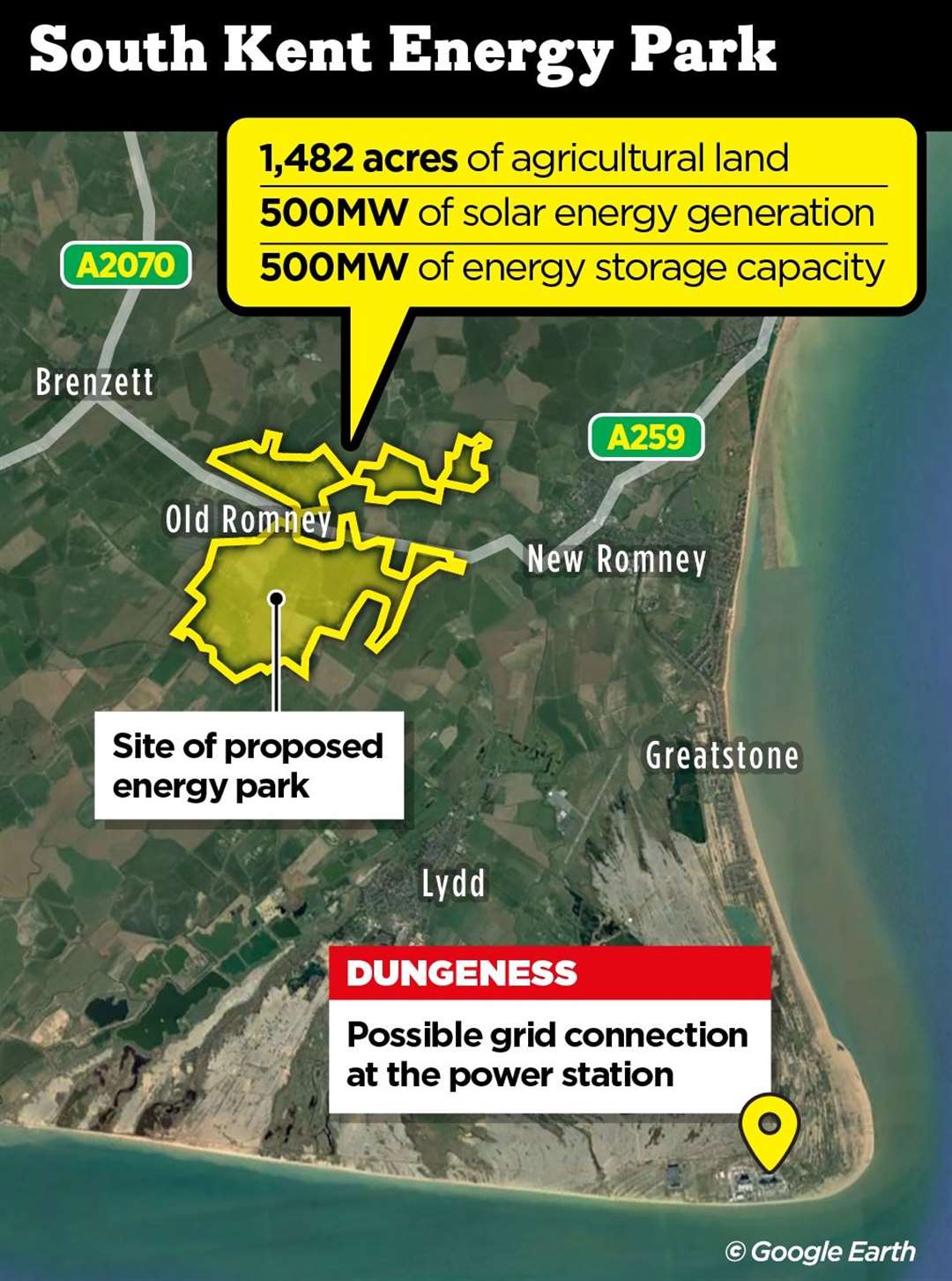 The proposed location and features of South Kent Energy Park