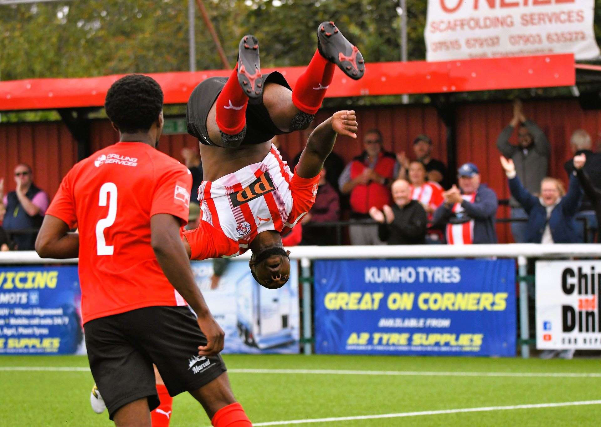 Sheppey United's Dan Carr celebrating a goal earlier in the season Picture: Marc Richards