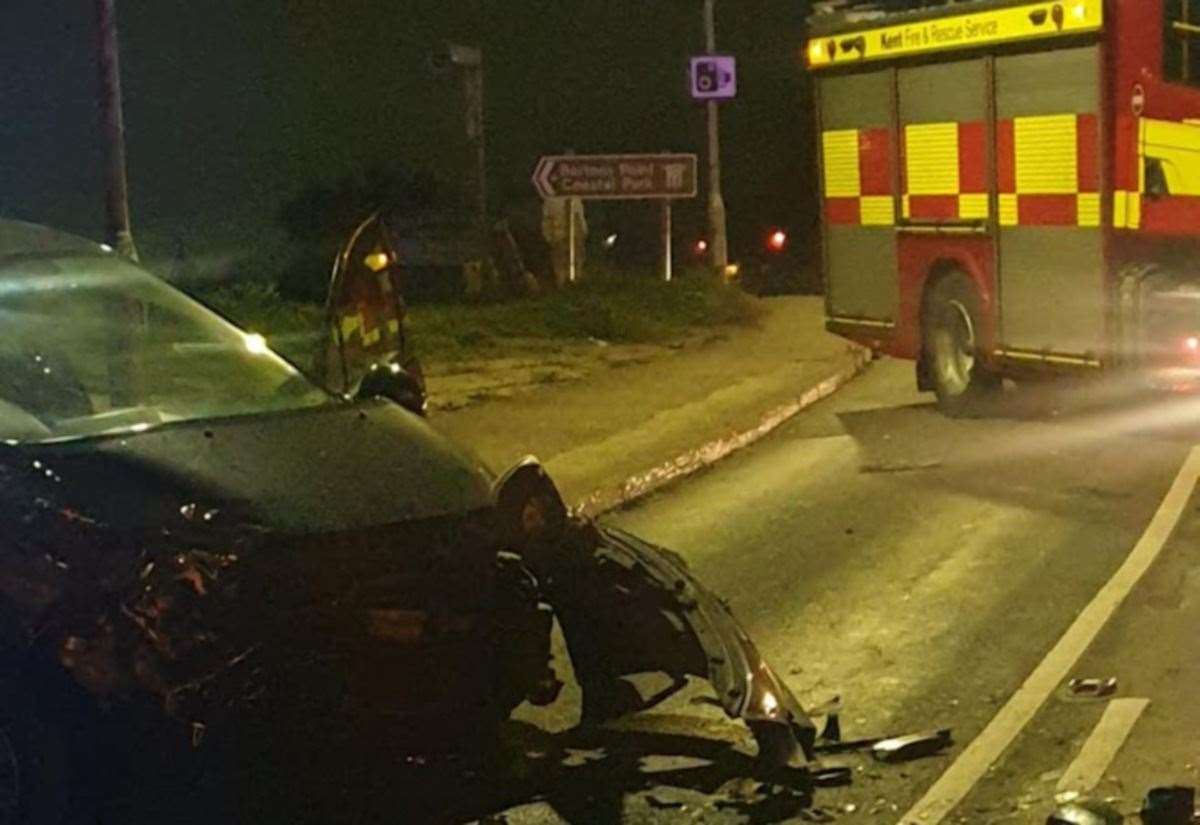 The crash along Marine Parade, Sheerness, on Friday evening involved two cars.