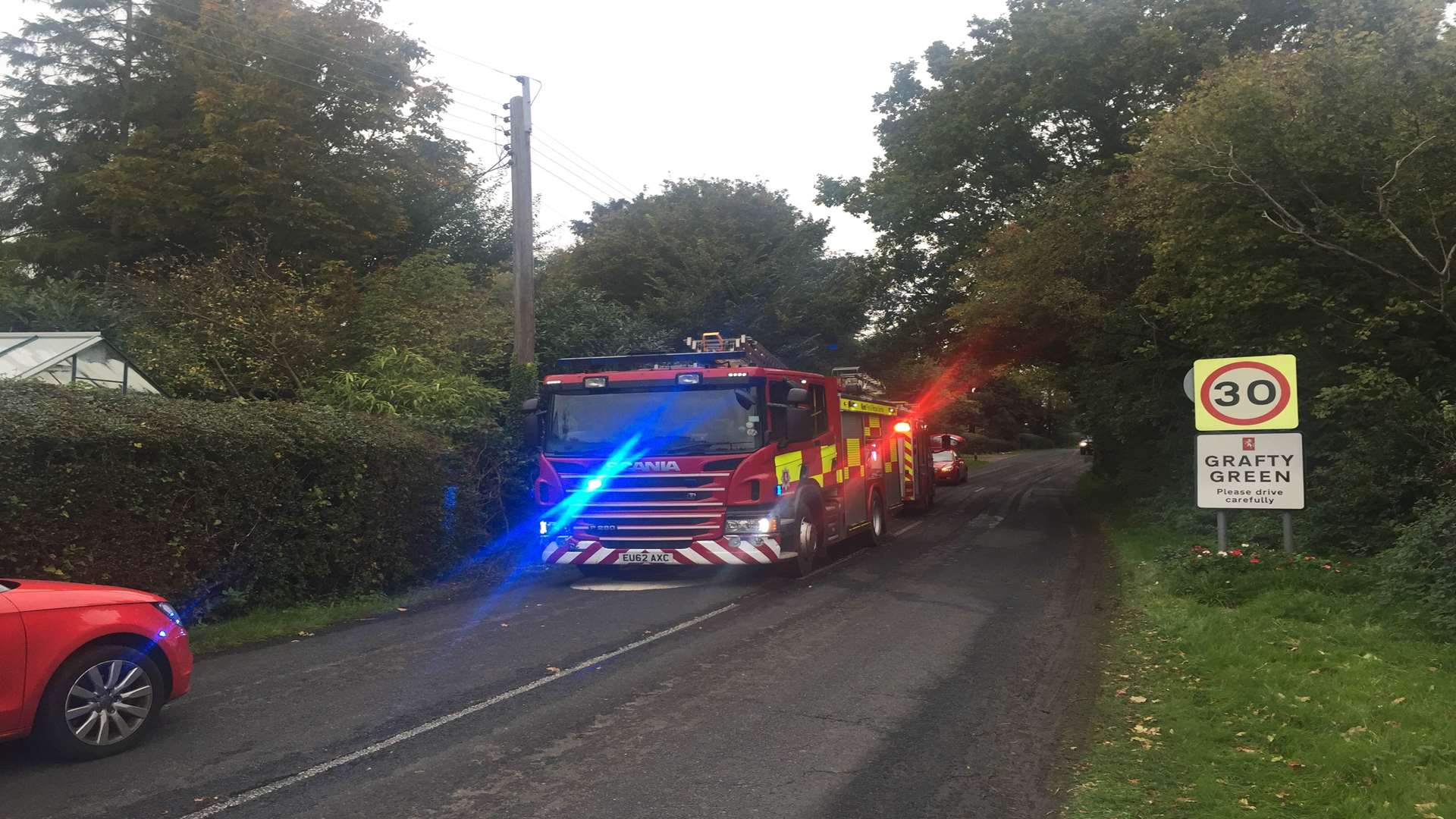 Crews rushed to the house fire in Grafty Green.