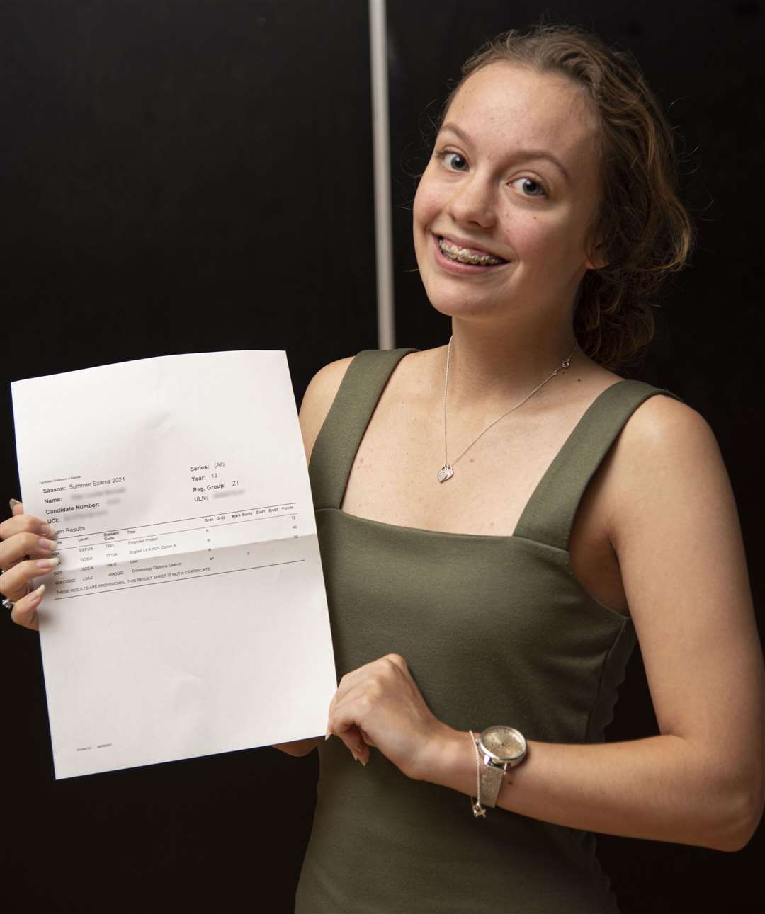 Ellen Bennett with her results. Picture: Northfleet School for Girls