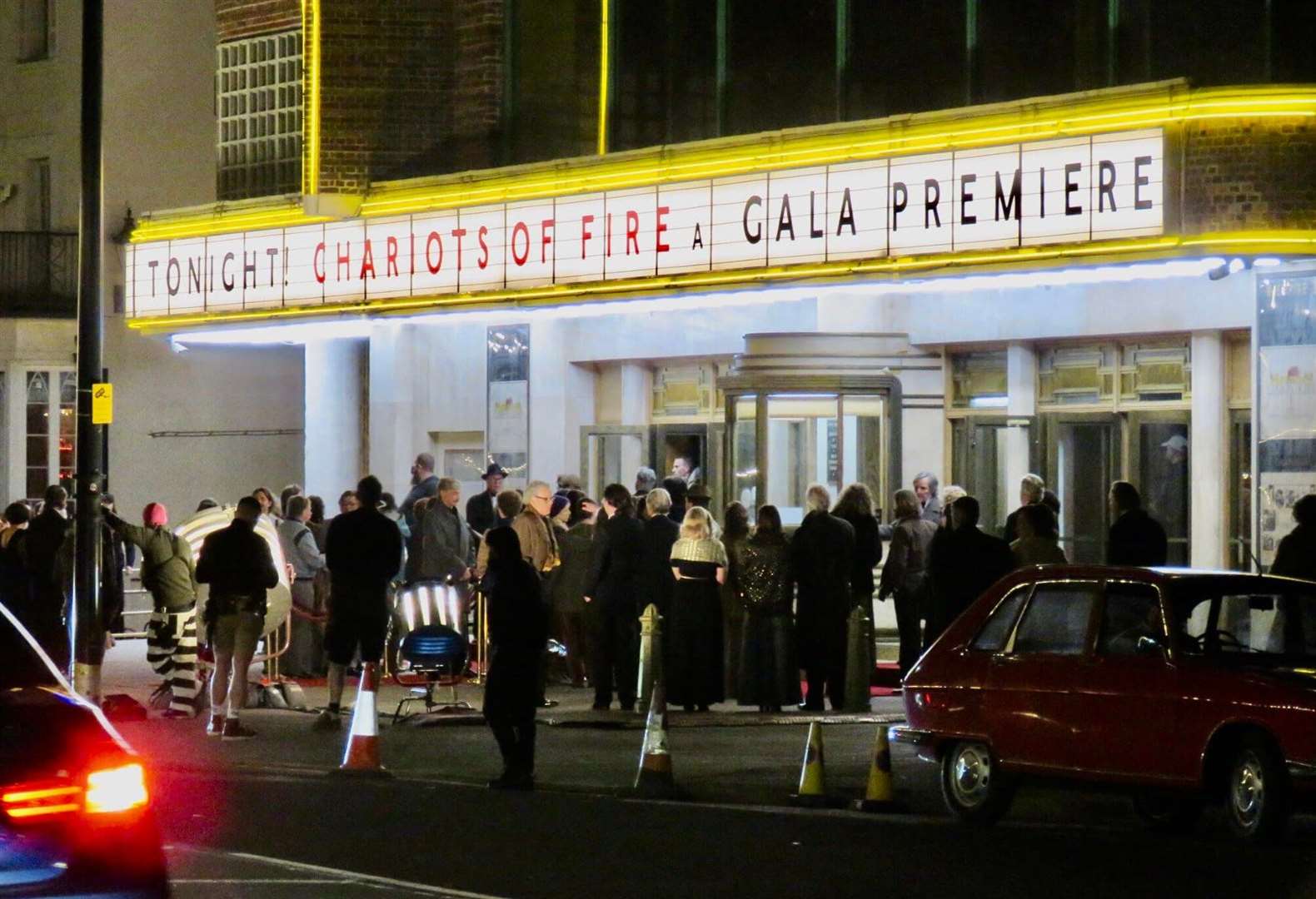 Extras gathered outside the transformed cinema. Pics: Roberto Fabiani