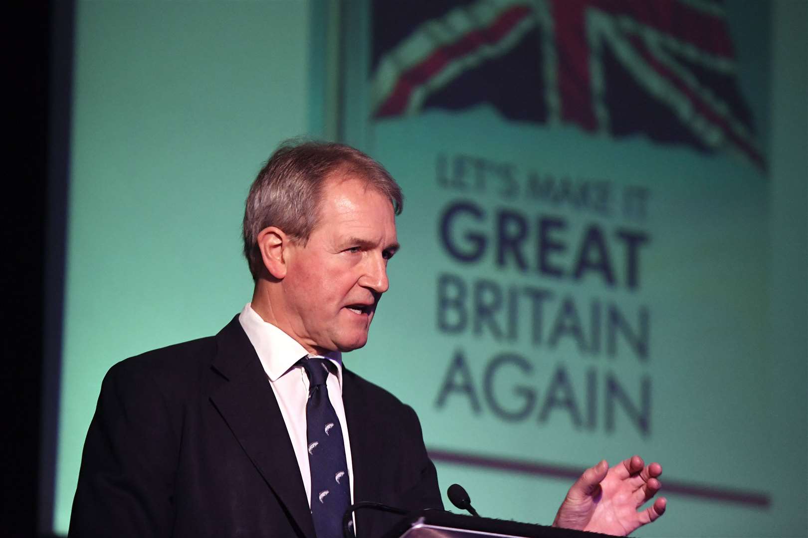 Owen Paterson during a press conference in which he helped launch a paper on the impact of Brexit on the fisheries industry (Victoria Jones/PA)