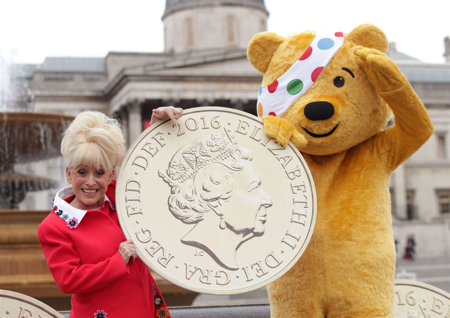 Dame Barbara Windsor with the BBC Children in Need mascot Pudsey in 2017 (Yui Mok/PA)