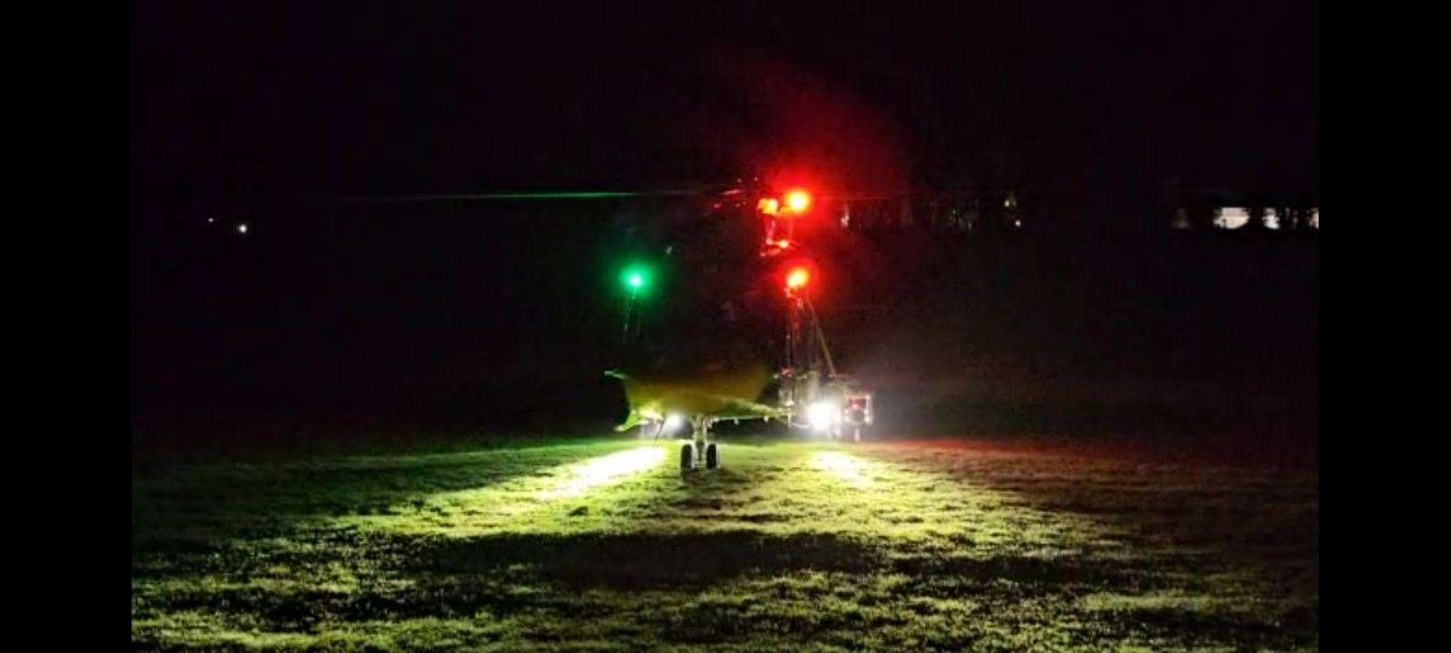 The air ambulance pictured just before it took off from the rec