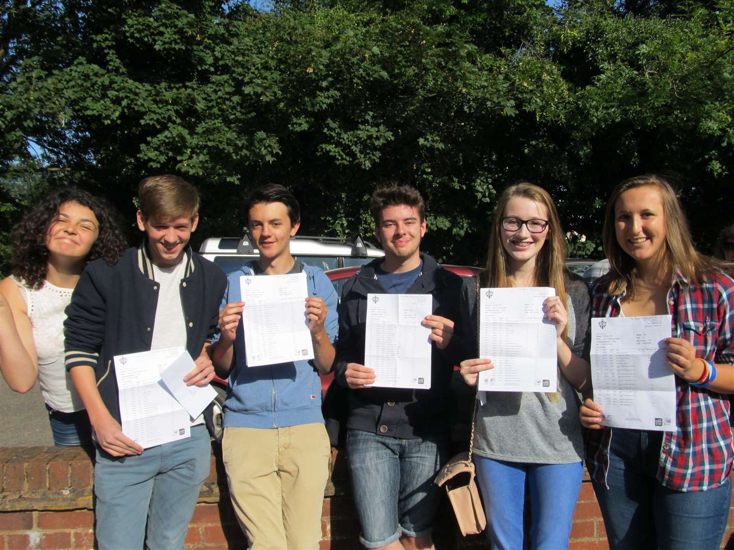 Pupils celebrating their GCSE results at Sir Roger Manwood's School