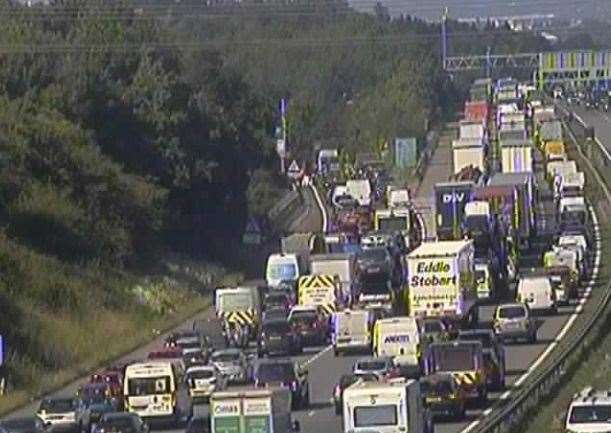 Traffic is queuing to junction 4 on the M25. Picture: National Highways