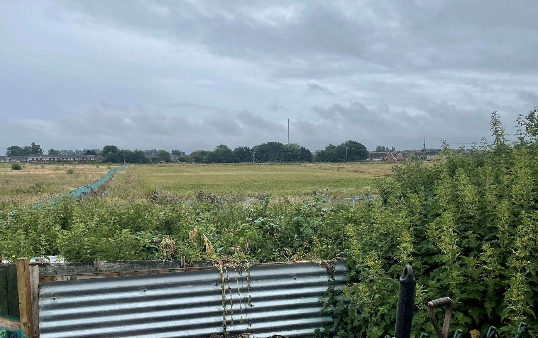 The view of the Frognal Lane development which will be built behind Wayne Kennett’s home. Picture: Joe Crossley