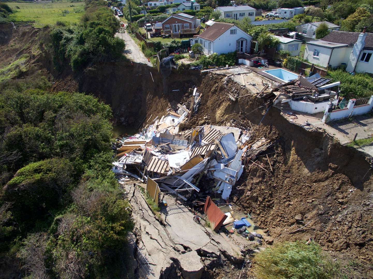 The house in Surf Crescent, Eastchurch, which fell off the cliff. Picture: RLH Media