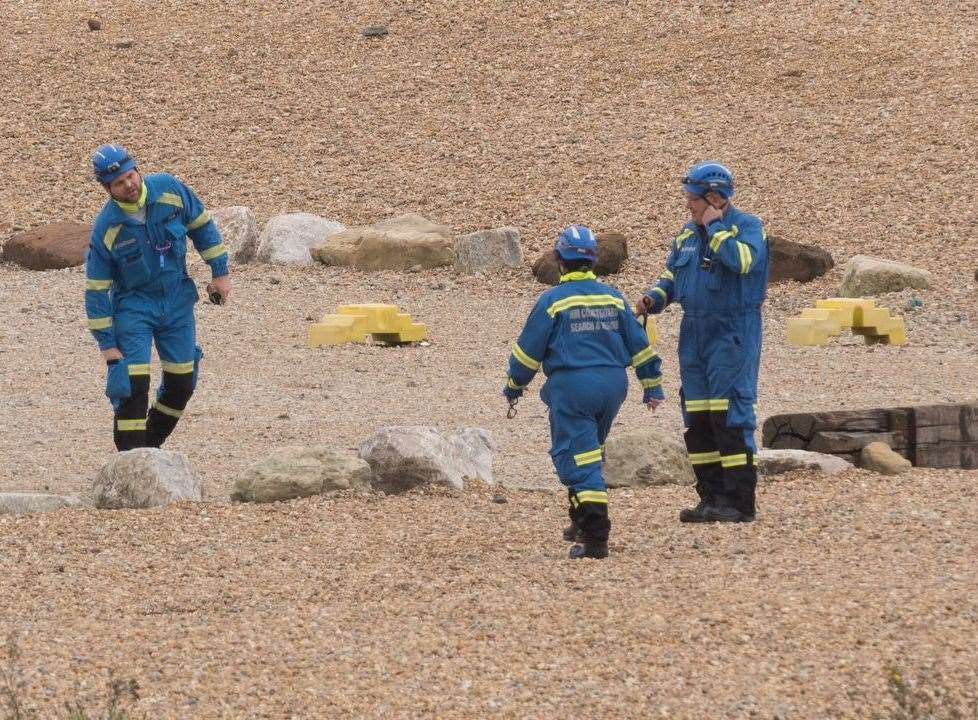 Search and rescue teams were spotted on Folkestone beach this morning. Picture: Steve Wood