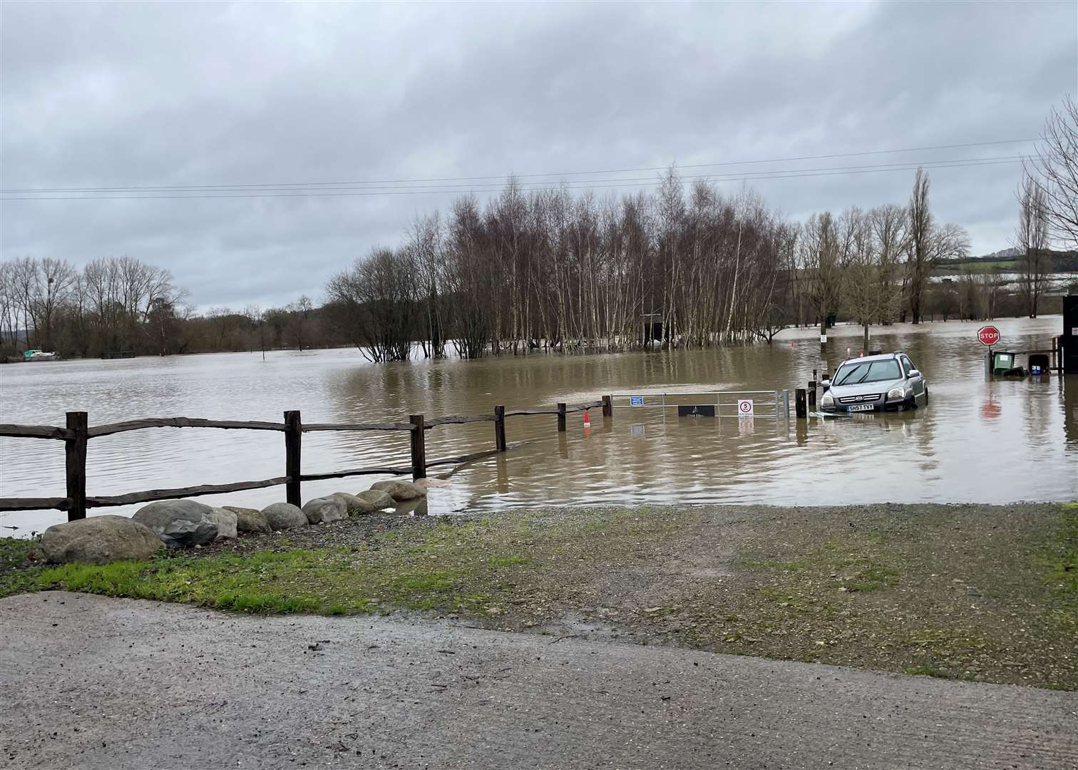 A car submerged in water after flooding in Yalding. Picture: Sean McPolin