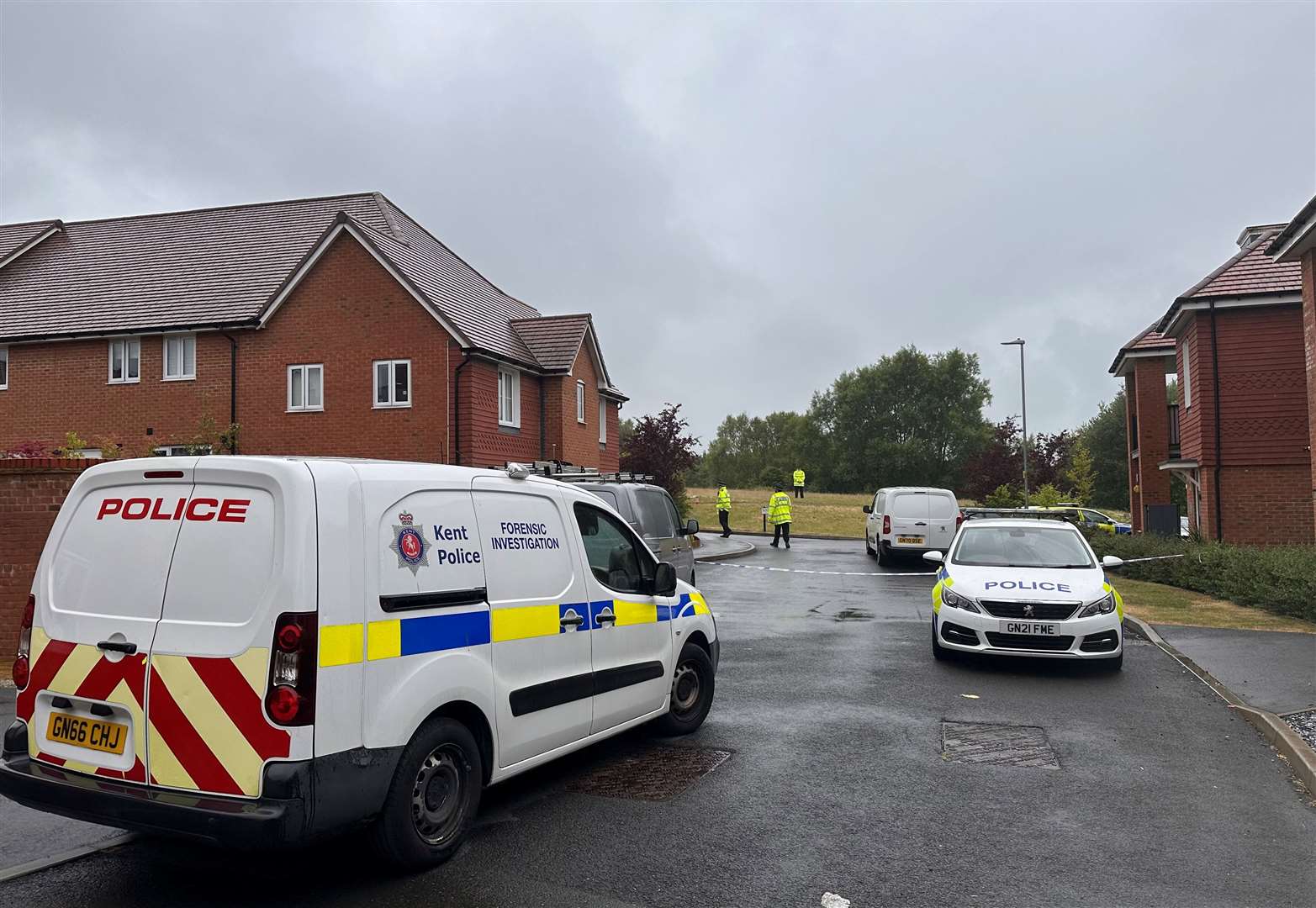 Police in Southfields Way, Harrietsham, after a man was fatally stabbed