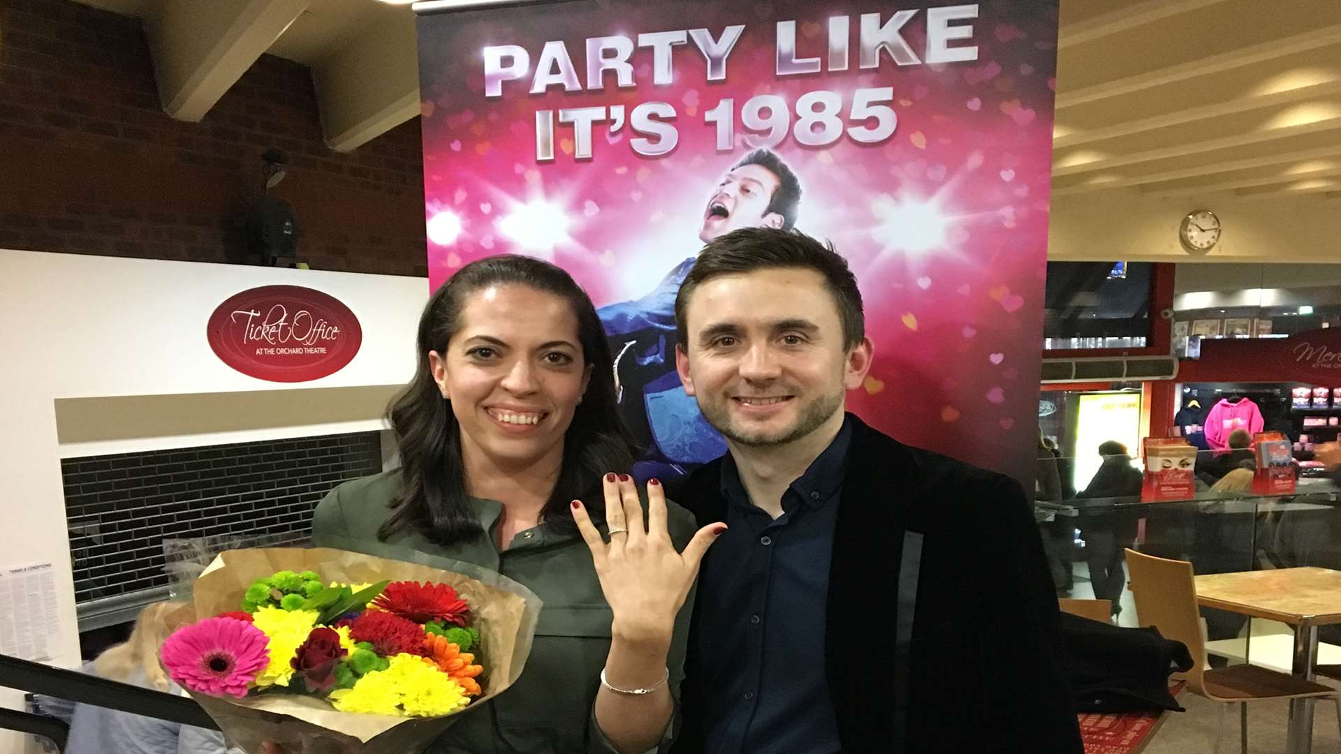 Veronika Chromková shows off her engagement ring after a proposal from Kevin Durham. Picture: Orchard Theatre