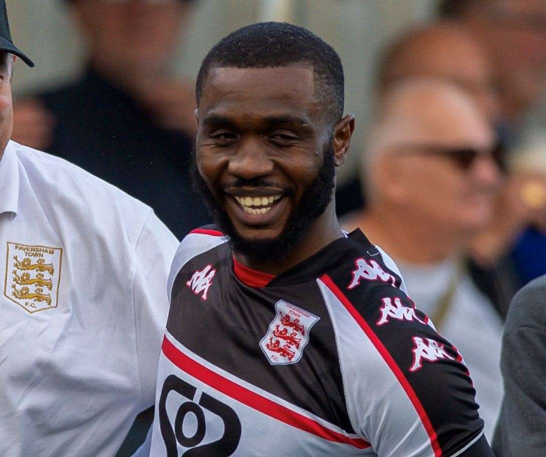 Warren Mfula – grabbed a late leveller in Faversham’s 2-2 draw at Glebe on Saturday. Picture: Ian Scammell