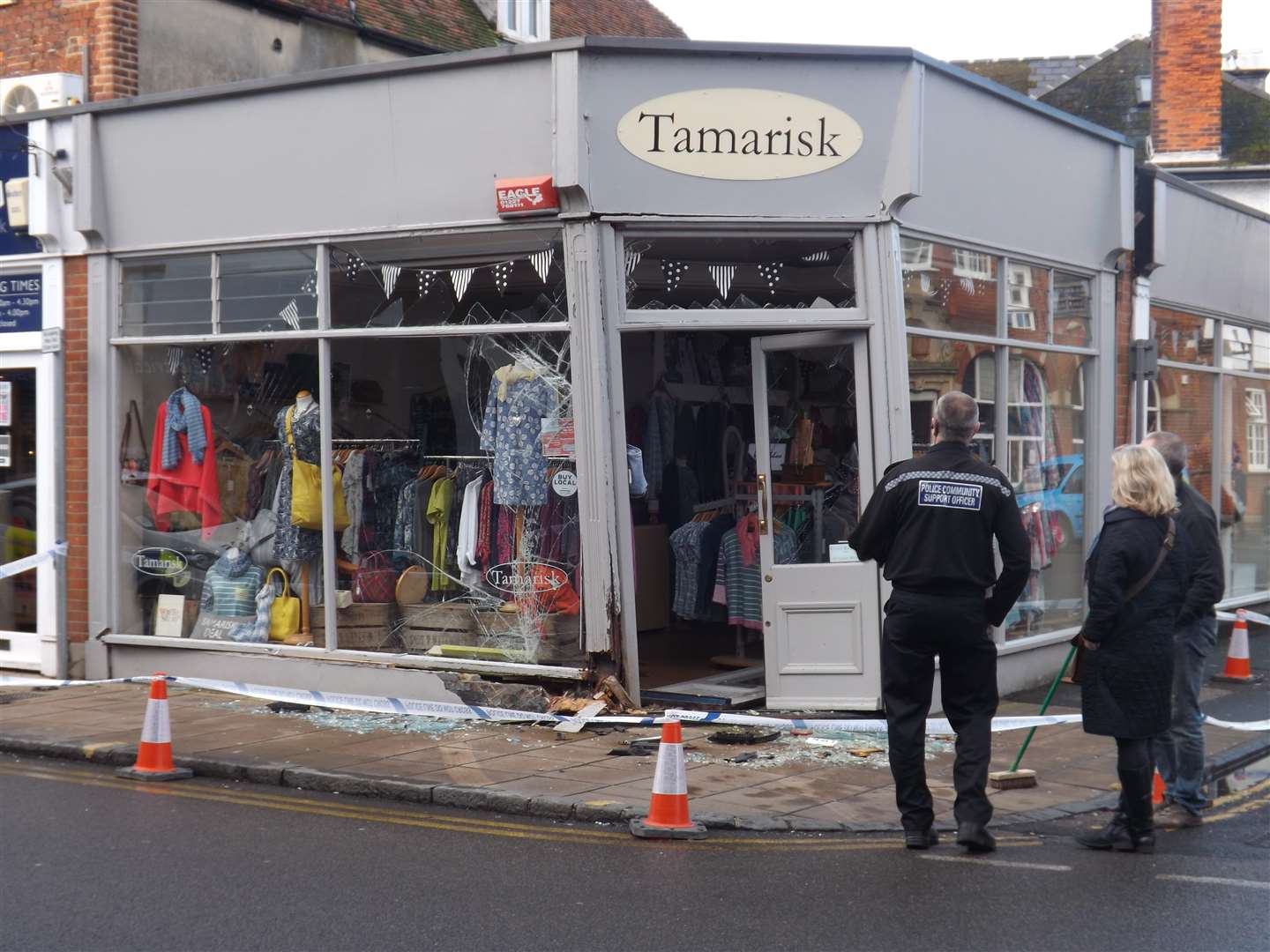 Damage after car smashed into Tamarisk