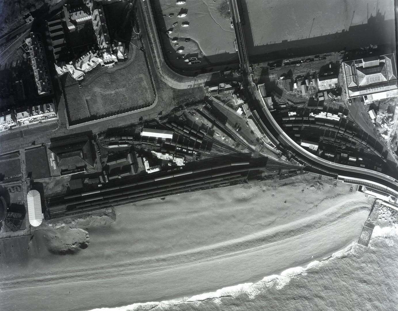 An aerial view of Folkestone harbour in the 1950s. Picture: Dover Strait Shipping - FotoFlite