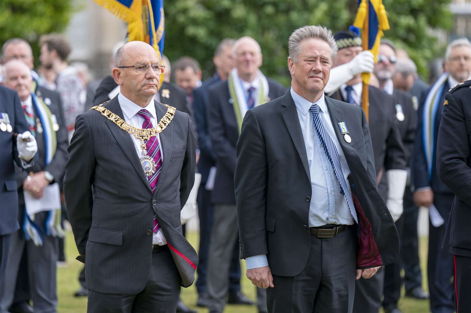 Lord Provost of the City of Edinburgh Robert Aldridge joins Cabinet Secretary for Justice and Veterans Keith Brown (Jane Barlow/PA)