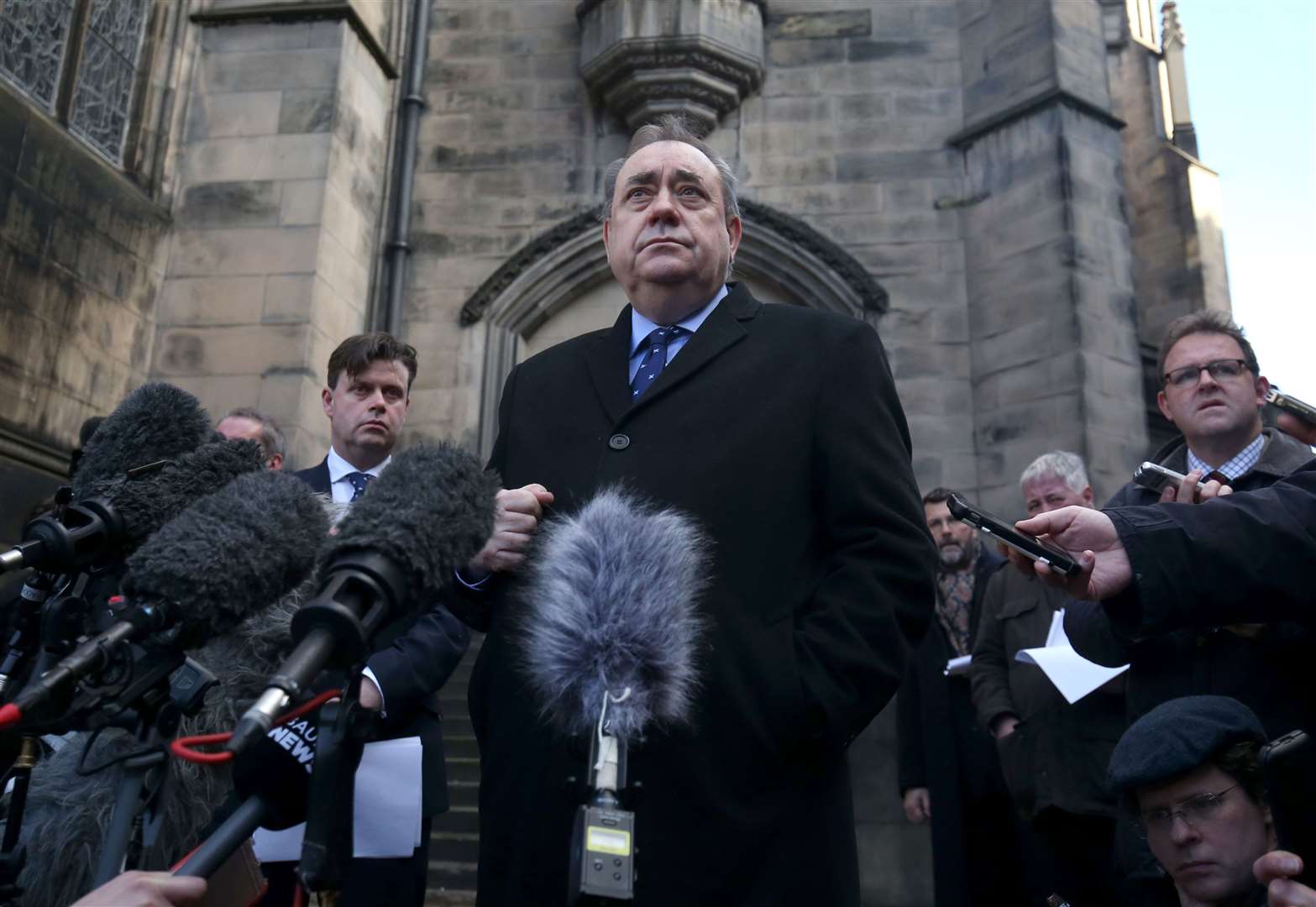 Alex Salmond speaking outside the Court of Session in Edinburgh after it ruled that the Scottish Government acted unlawfully regarding sexual harassment complaints against the former first minister. (Jane Barlow/PA)