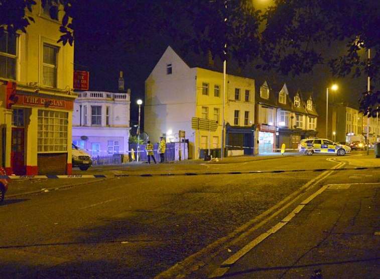 Police at Dover Road in Folkestone. Picture: @Kent_999s