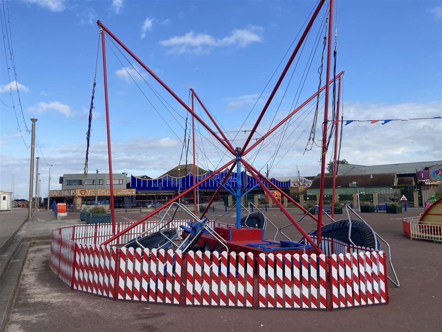 Even some of the rides at Leysdown are in red, white and blue to celebrate the Queen's Platinum Jubilee