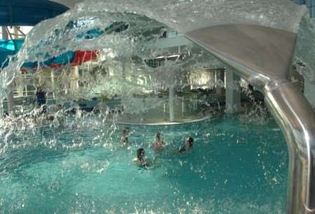 The waterfall fountain at the Stour Centre where the pools will be closed next week for repairs.