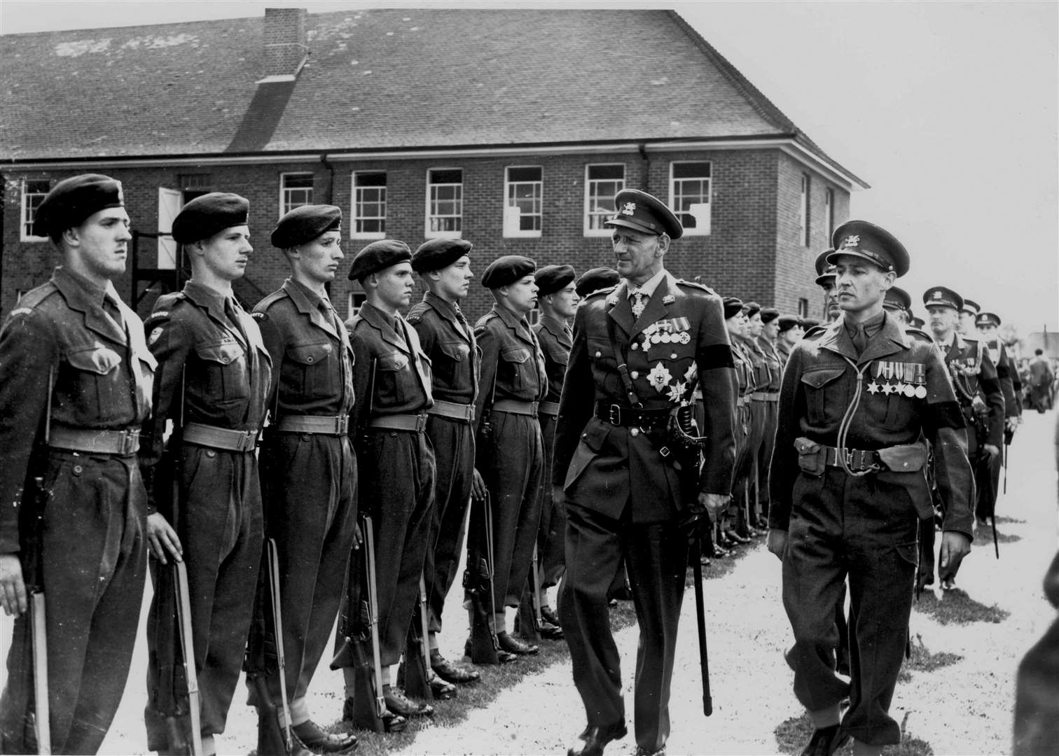 The King of Denmark inspecting troops at Martin's Hill, Canterbury, May 1952. Picture from the Images of Canterbury KM book