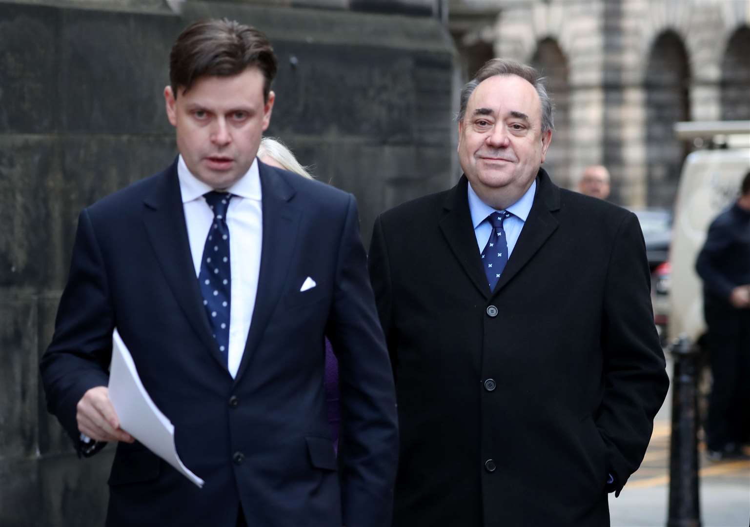 Alex Salmond (right) and his lawyer David McKie (Jane Barlow/PA)