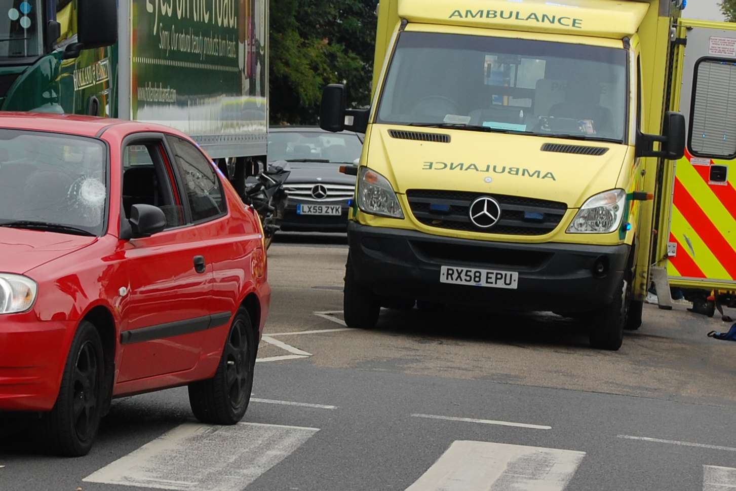 Emergency services at the scene in Harmer Street.