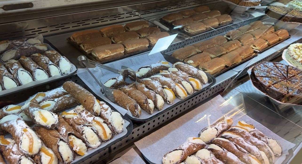 Cannoli and other desserts available at the P & R Italian Shop in Maidstone