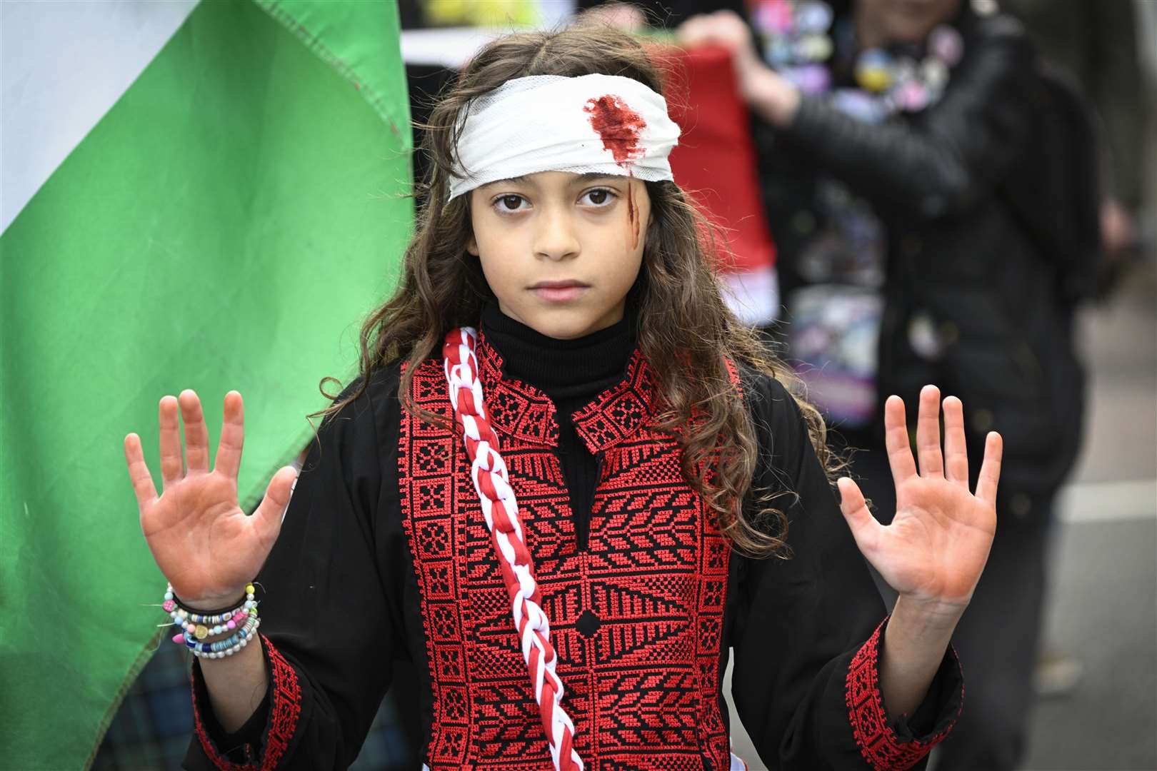 People took part in a silent funeral procession through Edinburgh city centre as part of the Scottish National Demonstration for Palestine on Saturday (Lesley Martin/PA)