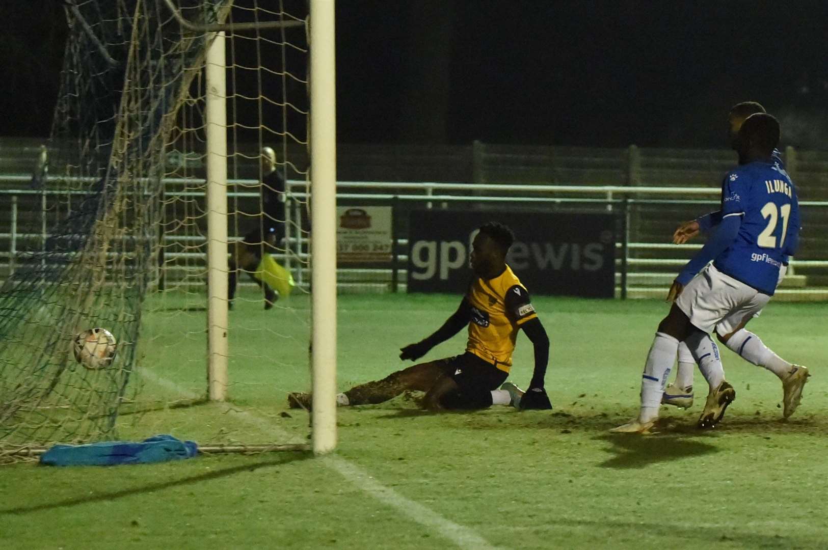 Josh Shonibare pulls a goal back in the second half. Picture: Steve Terrell