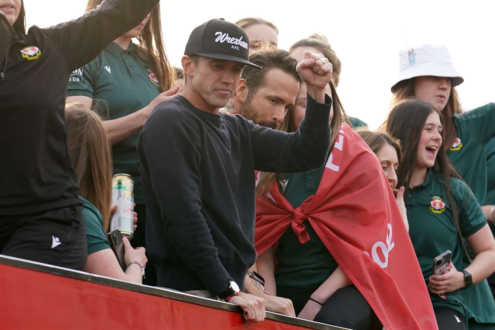 Rob McElhenney and Ryan Reynolds celebrate (Martin Rickett/PA)