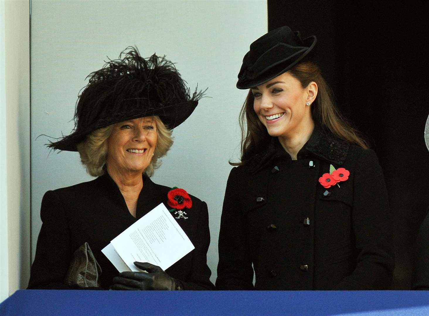 The then-Duchess of Cambridge with the then-Duchess of Cornwall at the Cenotaph in 2011 (John Stillwell/PA)