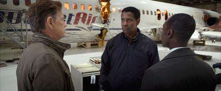 Bruce Greenwood as Charlie Anderson, Denzel Washington as Whip Whitaker and Don Cheadle as Hugh Lang in Flight. Picture: PA Photo/Paramount Pictures