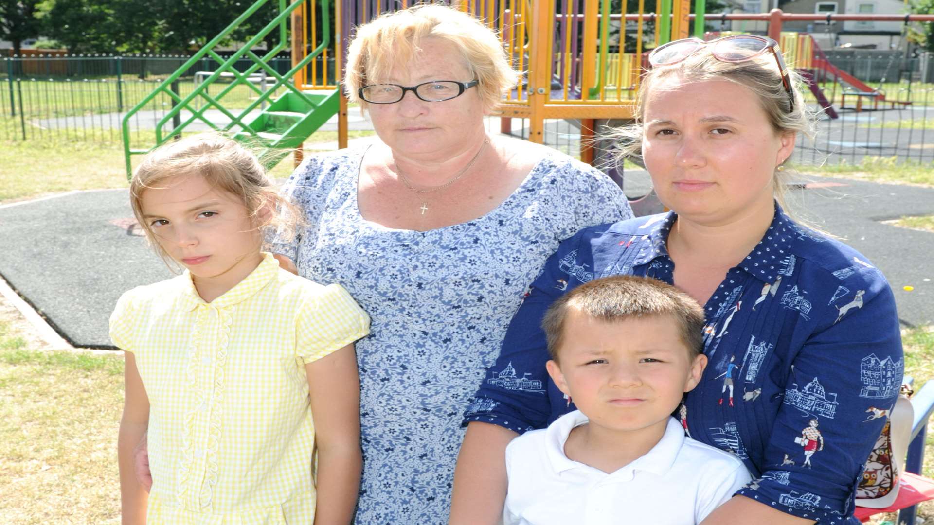 Sofia with her nanny Genovaite and Olga Varamkova with her son Ali.