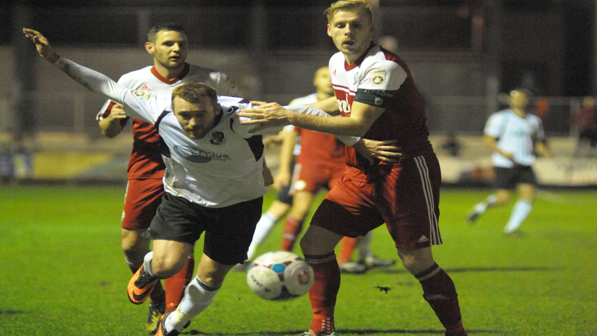 Harry Crawford tries to get away from Halifax skipper Marc Roberts Picture: Steve Crispe