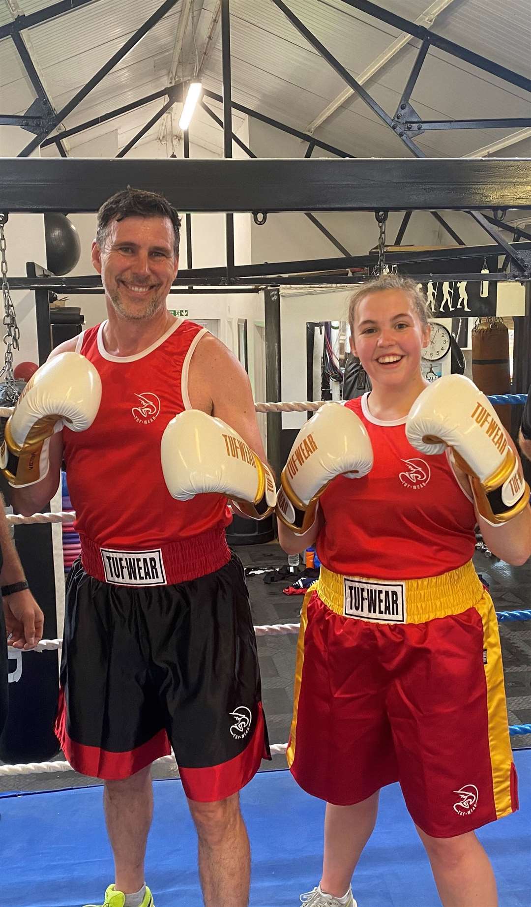 Stuart Bates and Charlotte Nichols took part in boxing (University of Bristol/PA)