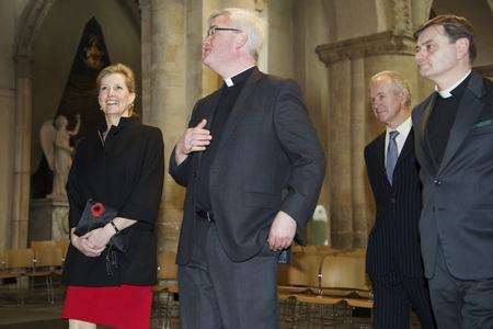 The countess with the Dean of Rochester, the Very Rev Dr Mark Beach and Canon Pastor Phil Hesketh