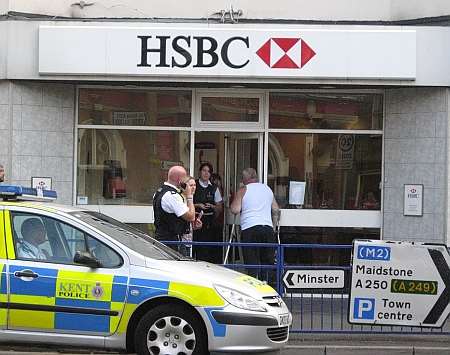 Police officers at the scene in Sheerness town centre. Picture: Emma Grove