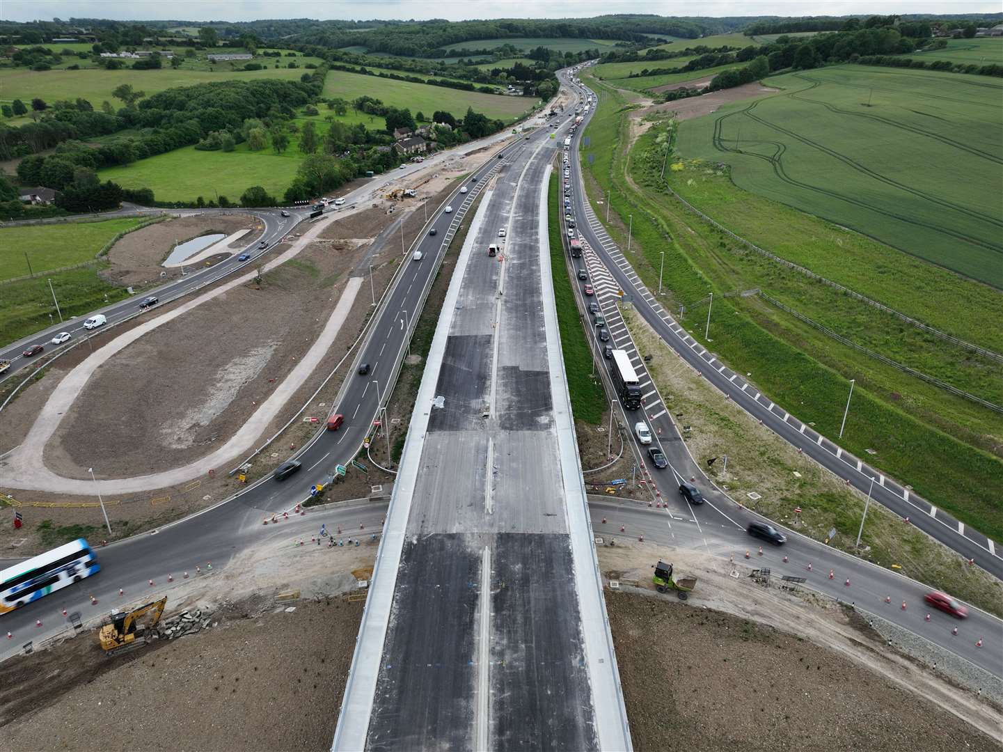 Traffic queuing back to the M20 junction 7 roundabout from Stockbury Roundabout. Picture: Phil Drew